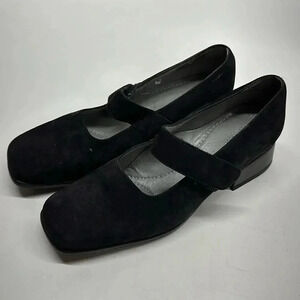 Beautifeel MaryJanes Low High Heel Pumps Shoes Suede Black Size 36 6 Narrow